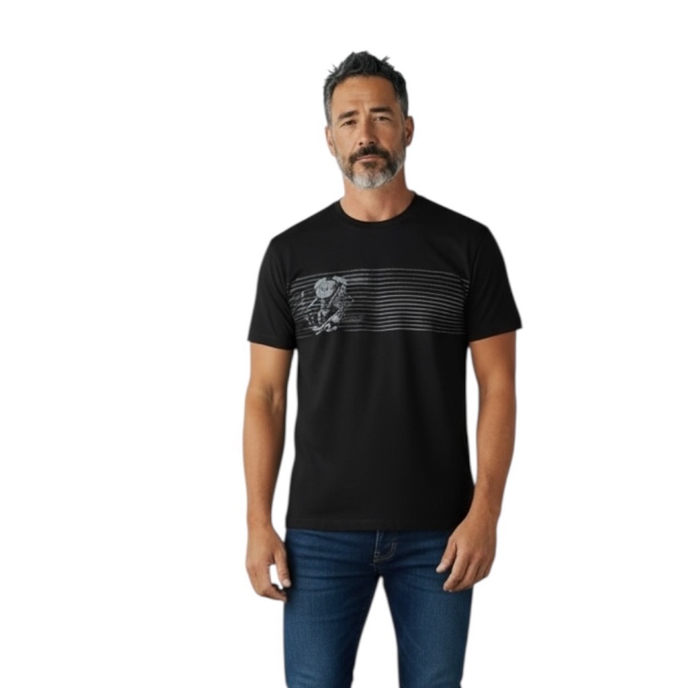 Harley Davidson Oversized Stripe Biker Motorcycle Graphic Tee